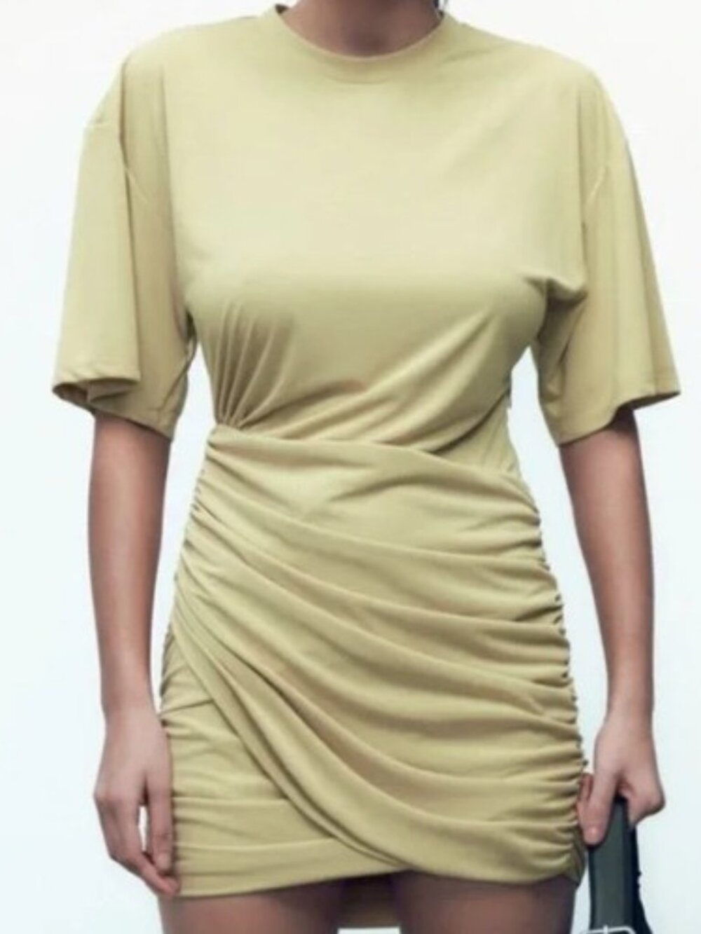 ZARA DRAPED T-SHIRT MINI DRESS (SIZE XS)